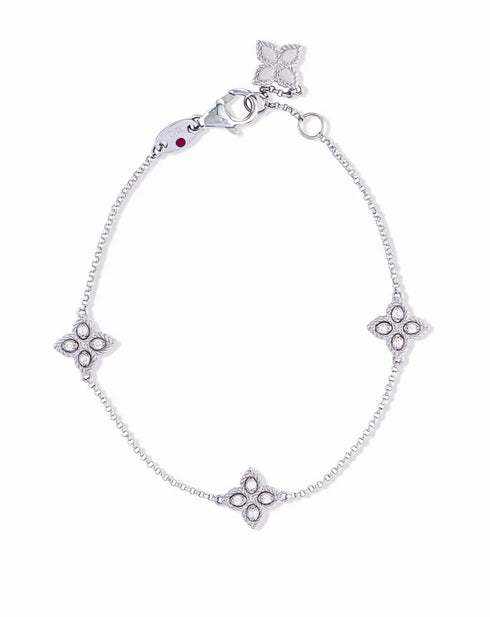 18kt white gold Princess Flower diamond bracelet
